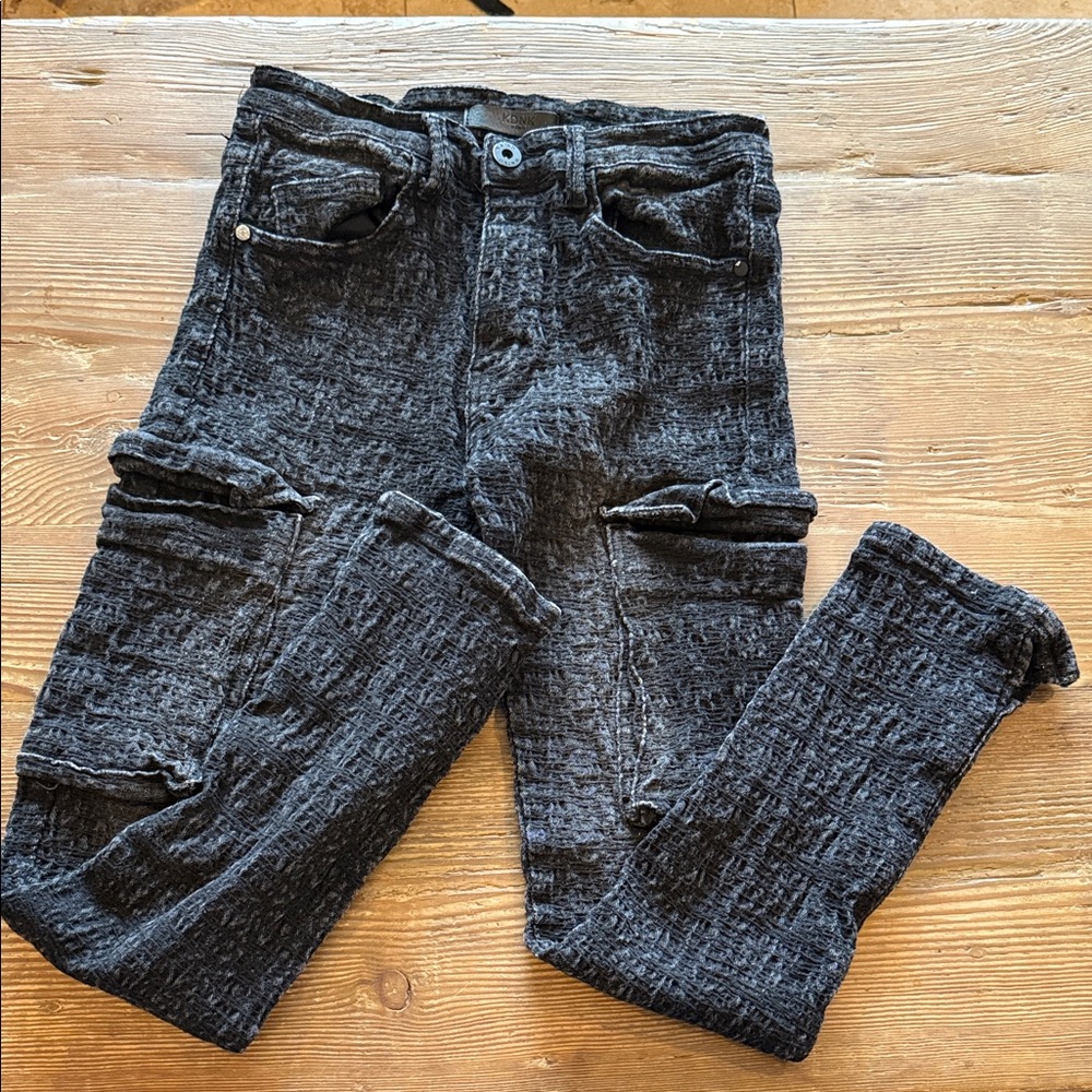 Men's KDNK black stretch Distressed washed Cargo Skinny Jeans